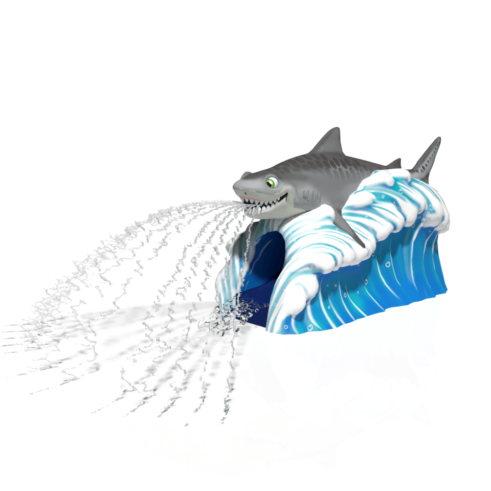 Timmy Tiger Shark is an aqua slide with optional water effect.