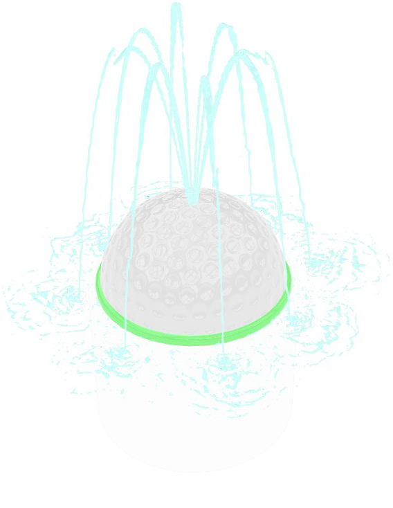 white divot golf ball on green base