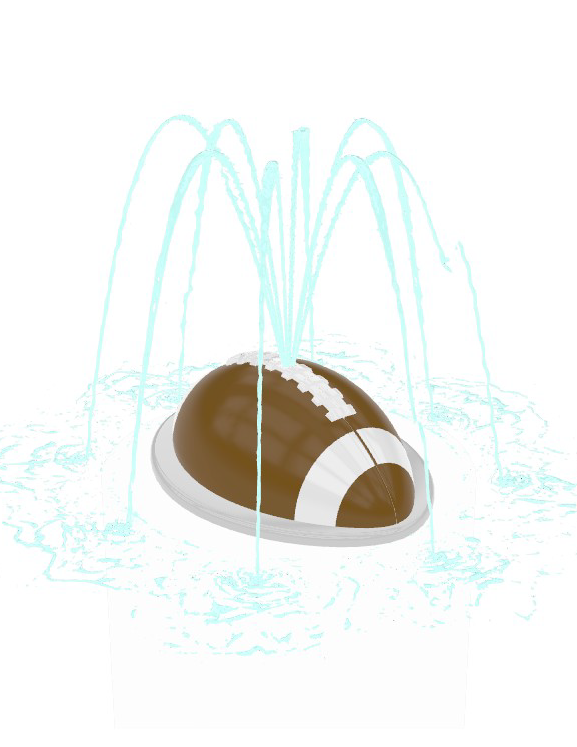 brown football with two white stripes and stiching