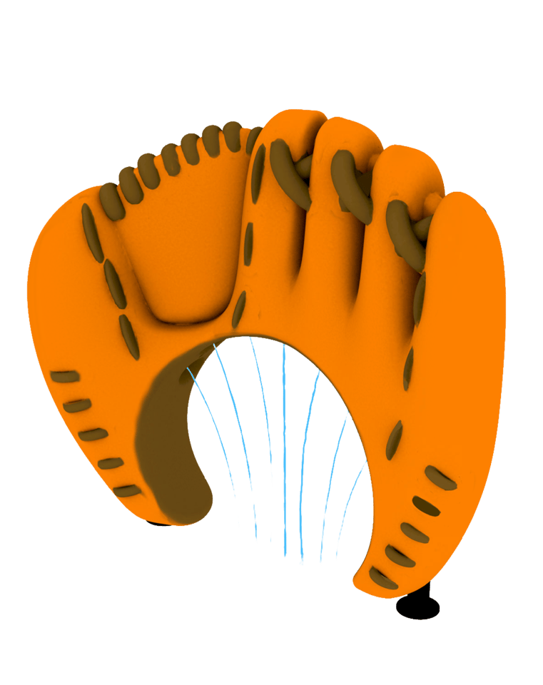 orange and brown threaded baseball mitt