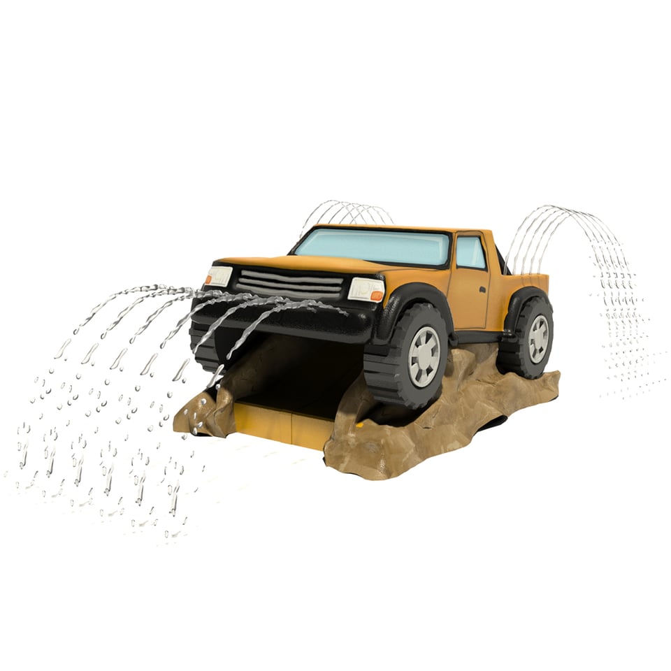 4x4 Off Road aqua slide with two chutes and optional water effect.