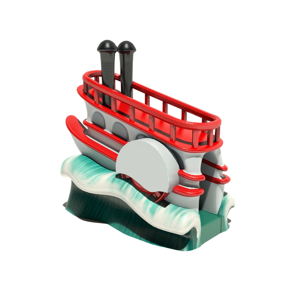Pierre Paddle Boat aqua slide with optional water effect.