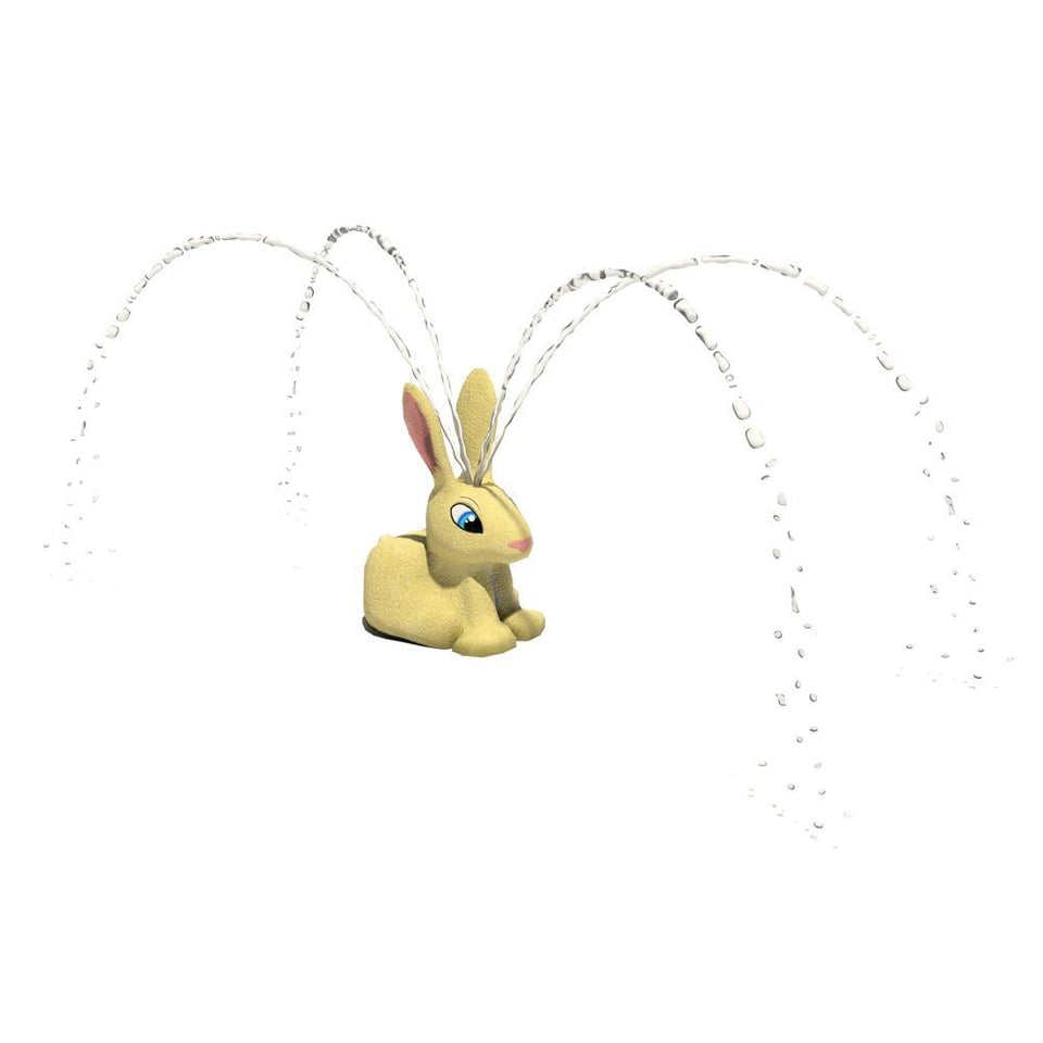 Jimmy Jack Rabbit Aqua Spout emits arching streams of water.