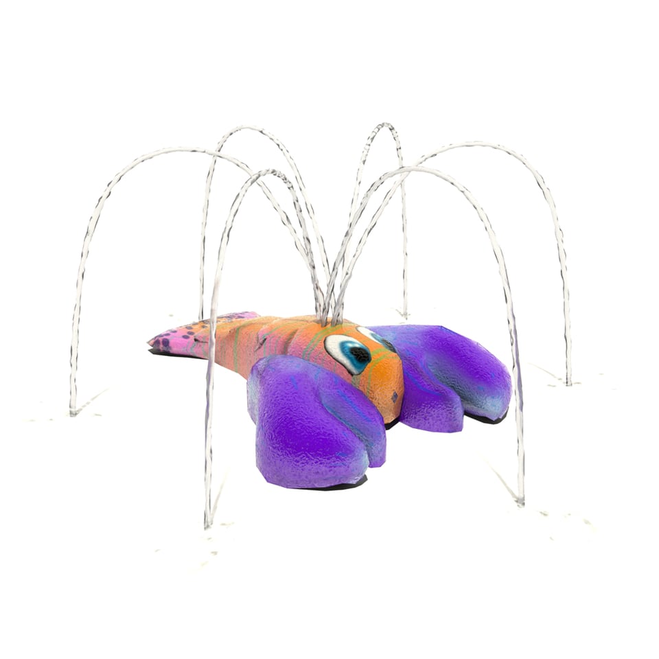 Larry Lobster Aqua Spout emits gentle arching streams of water.