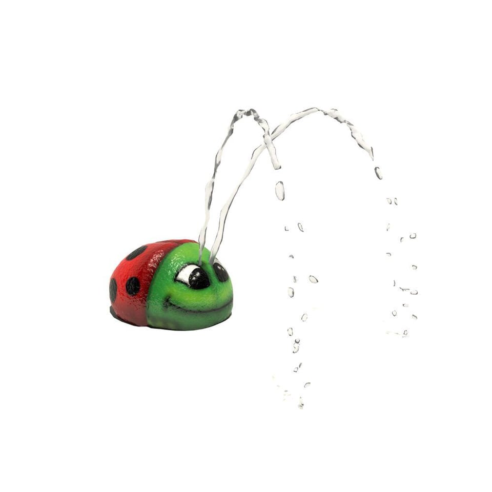 Lindsey Ladybug Aqua Spout emits two gentle arching streams of water.