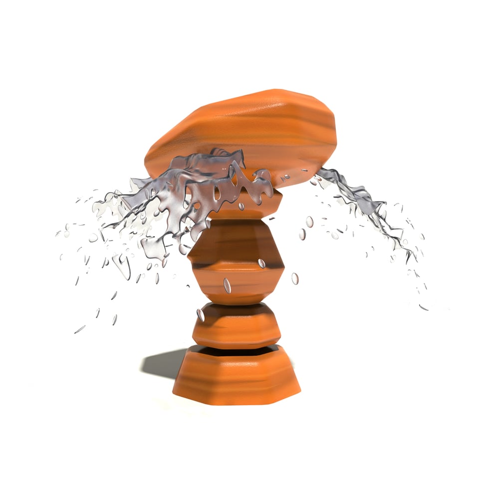 Balanced Rock Aqua Sprayer emits arching fans of water.
