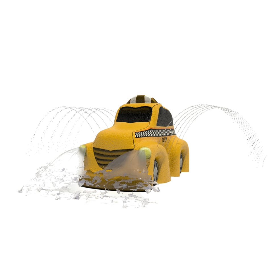 Hey Taxi  Aqua Sprayer emits a mix of arching fans and streams of water.