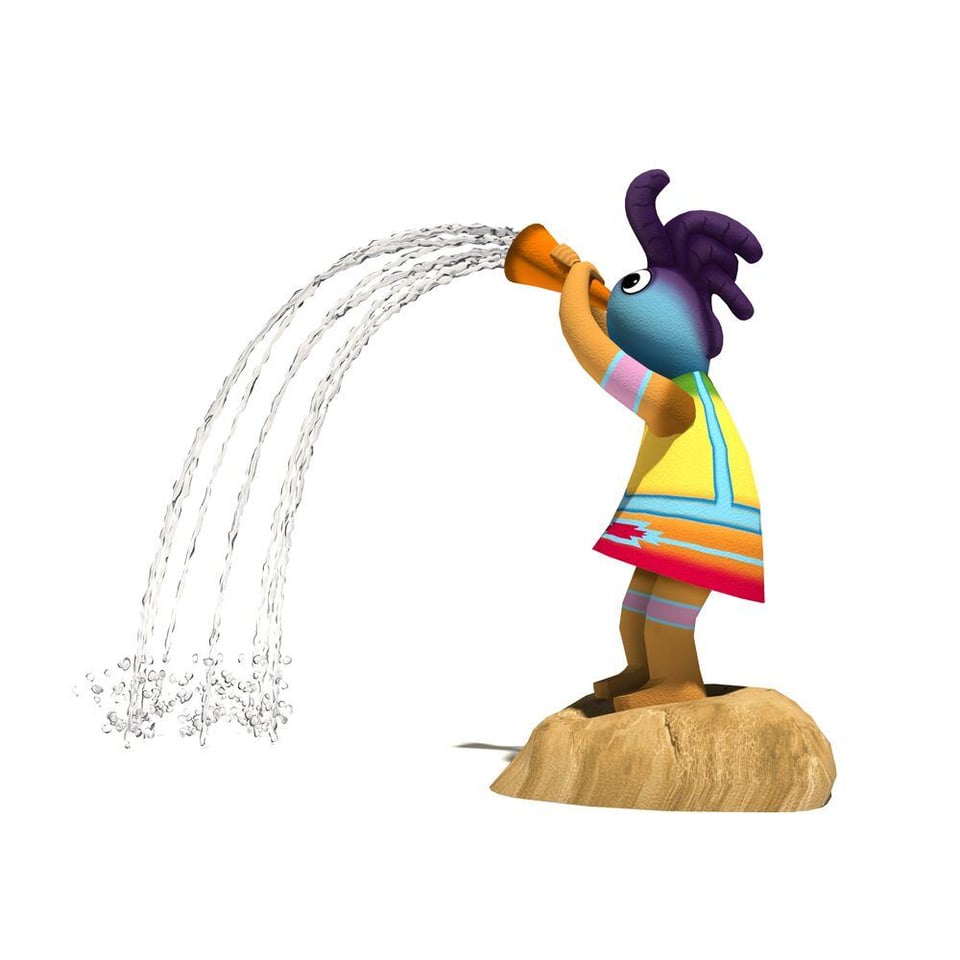 Krazy Kokopelli Aqua Sprayer emits a cluster arching streams of water from its flute.