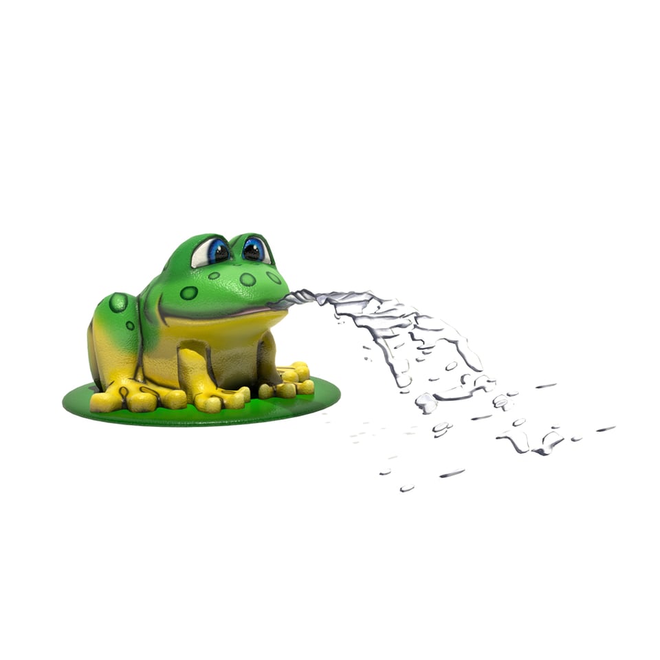 Lilly Frog Aqua Sprayer emits an arching fan of water from the frog’s mouth.