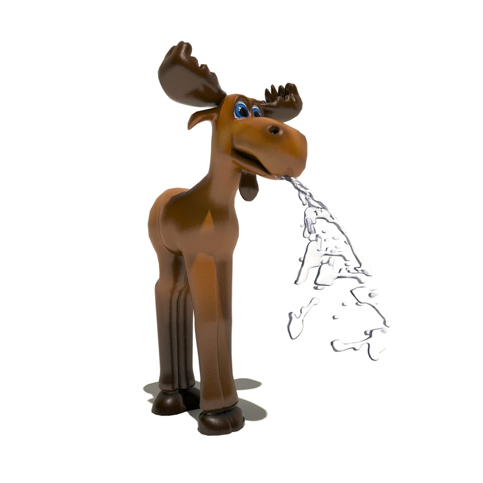 Marty Moose Aqua Sprayer emits an arching fan of water from its mouth.