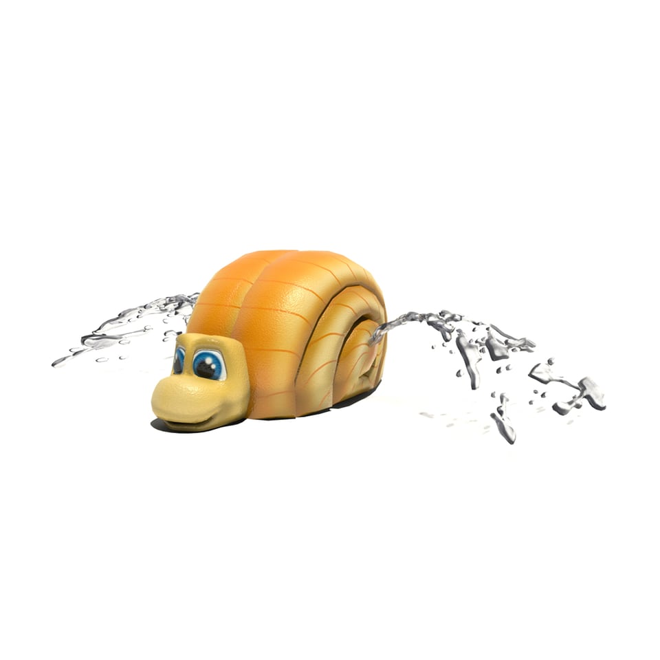 Sheldon Snail Aqua Sprayer emits a mix of arching fans and streams of water.