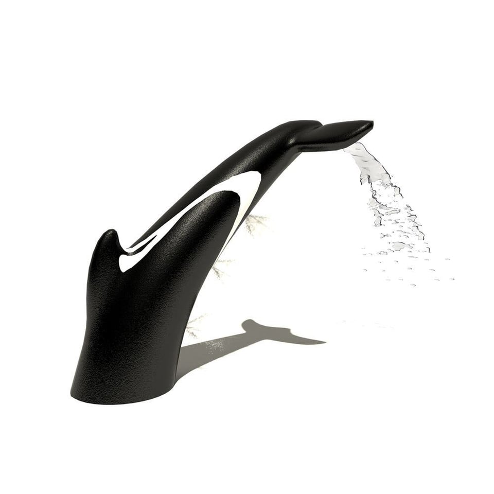 Wally Whale Tail Aqua Sprayer emits an arching fan of water from its tail and misters down the belly.