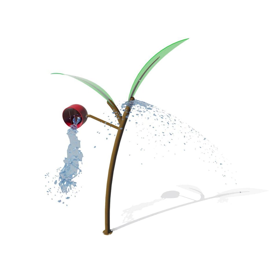 Dew Drop Sprig Sprayer leaves cast shadows and flat fans create a 360° water effect with a bucket.