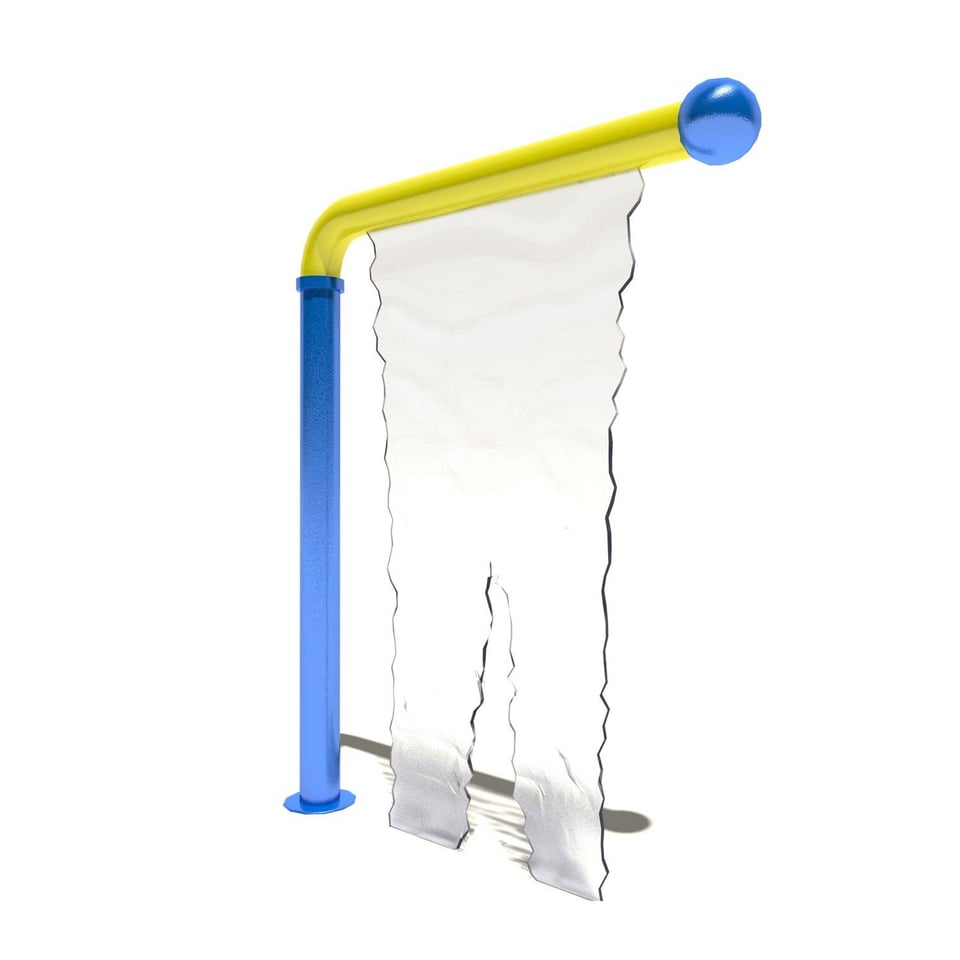 The Shimmer Sheet™ discharges a clear sheet waterfall.