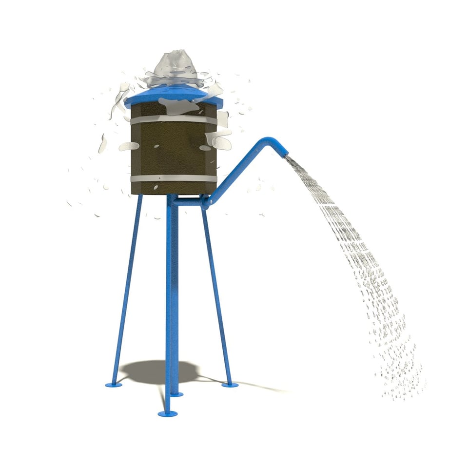 The Spill Tower is detailed to recreate a train stop water tank with a downspout. 