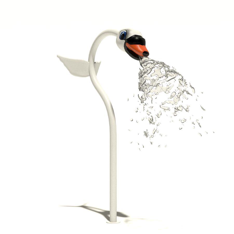 The Swan Shower™ emits a flat fan of water from its mouth