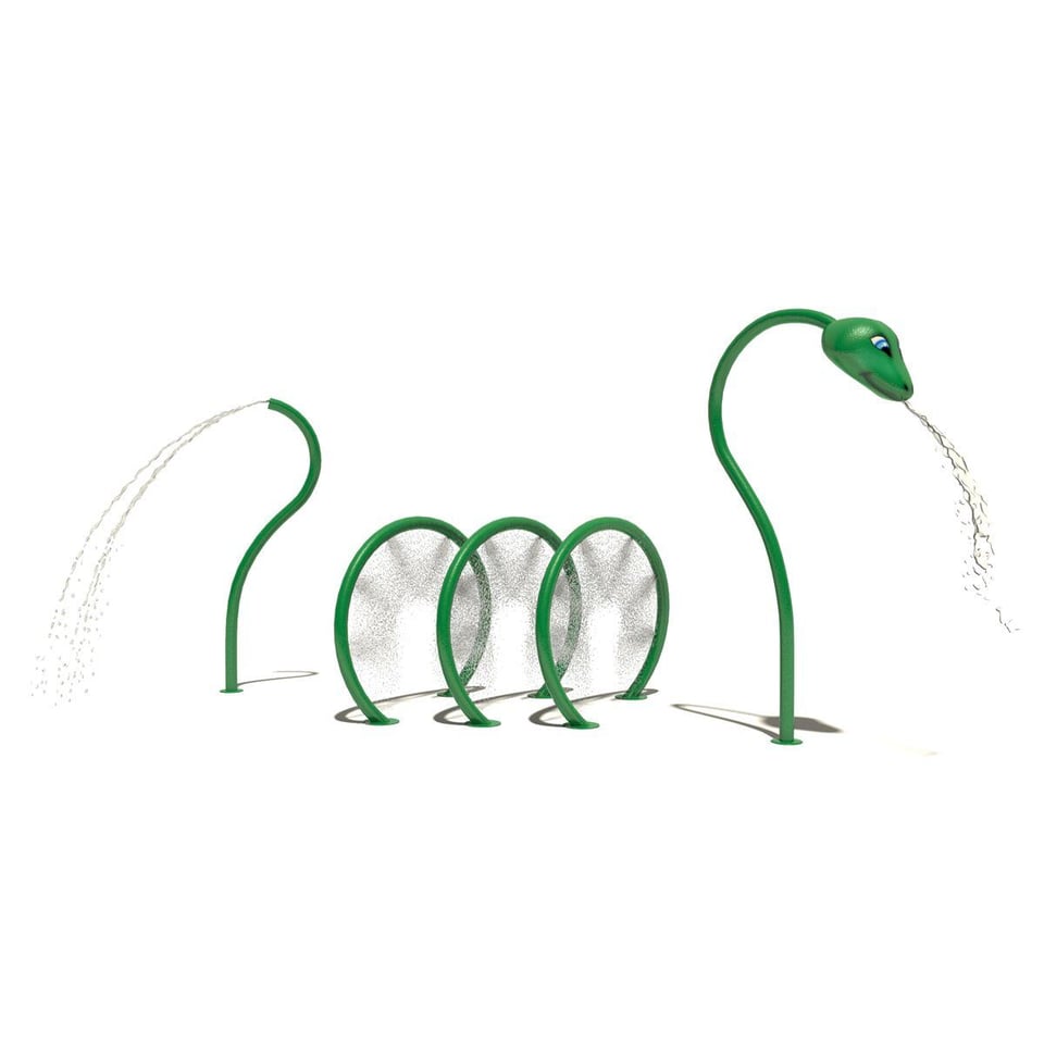 Water Snake™ spray feature uses flat fan jet low flow nozzles for the Snake’s tongue.