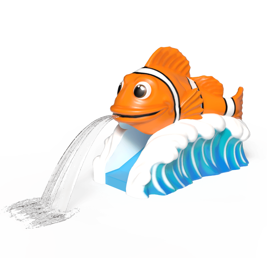 Carl Clownfish is an aqua slide with options water features.