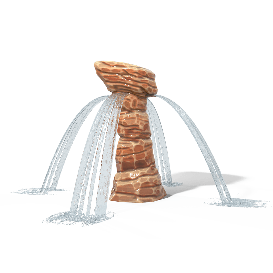 Balanced Rock Aqua Sprayer emits arching fans of water.