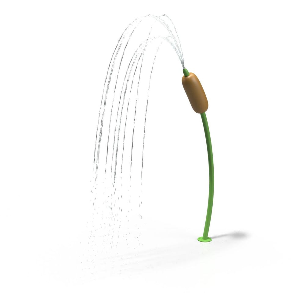 The Cattail emits outward arching streams streams of water