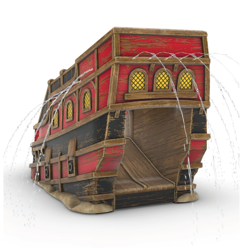 red back of pirate ship with black trim