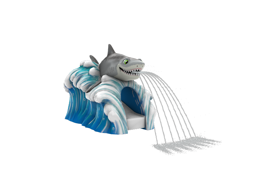 Timmy Tiger Shark is an aqua slide with optional water effect.