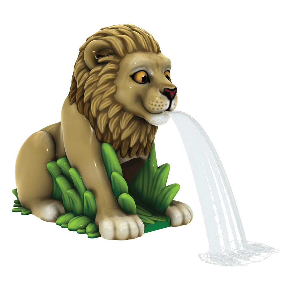 Leo Lion aqua slide with optional water effect.