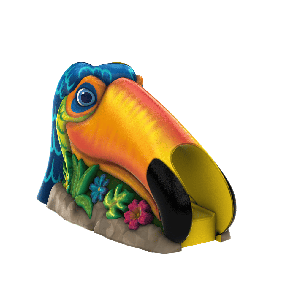 head of a tropical colored toucan