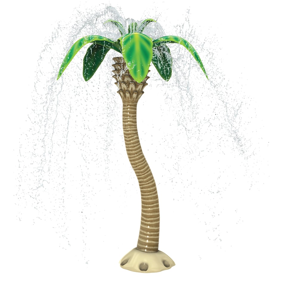 Tropical Palm Aqua Sprayer creates a cooling station as water falls down from the fronds above.