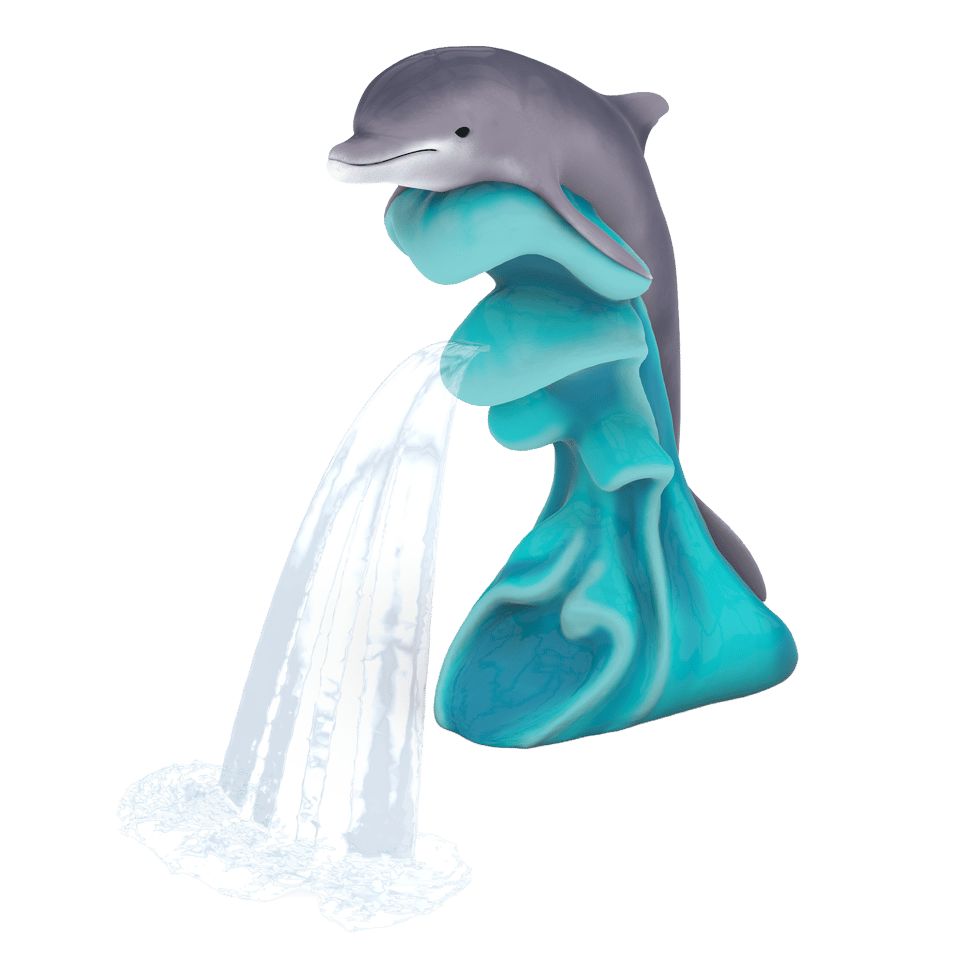 grey dolphin on a wave of water