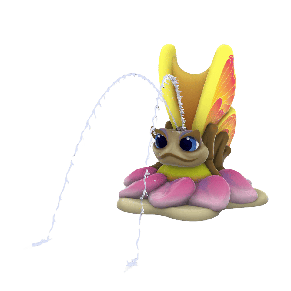 Beatrice Butterfly Aqua Spout emits gentle arching streams of water.